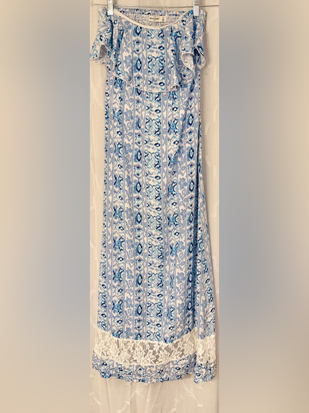 Abercrombie Kids Blue Boho Off Shoulder Maxi Dress NWT Girls XL